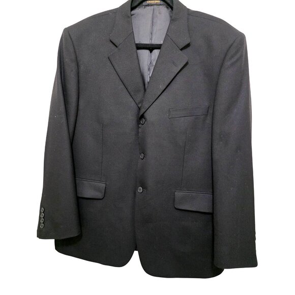 Charisma Cashmere Black Men Blazer Jacket Size 42R Two-Button Single-Breasted No - Picture 1 of 15
